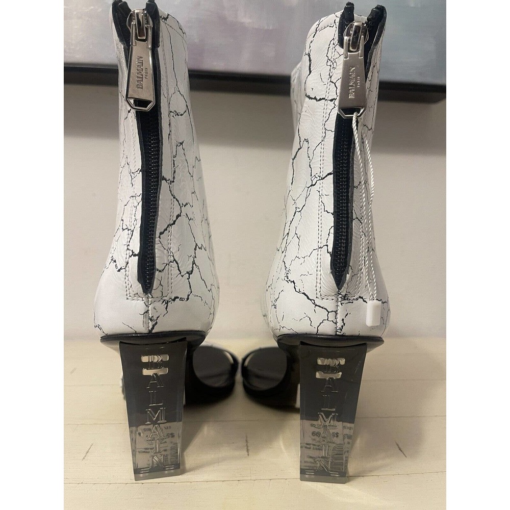 New Balmain Black and White Open Toe Booties size 39 - Picture 3 of 5